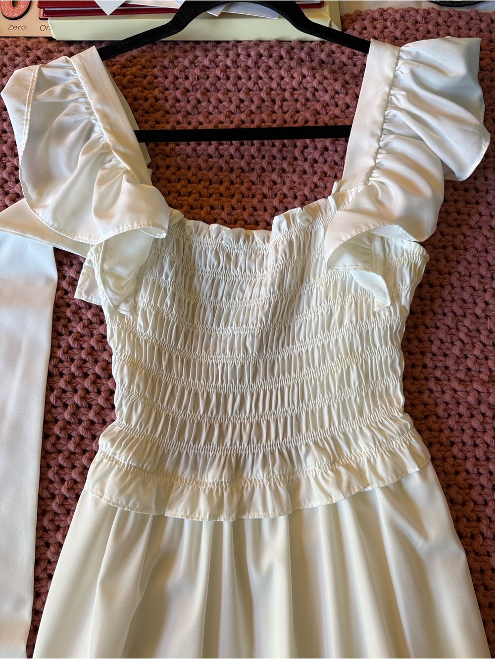Astr Cream Smocked Ruffle Sundress